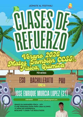 Clases de Refuerzo Verano 2026 y PAU Julio 2026