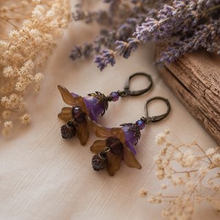 Pendientes flor lila Swarovski hechos a mano