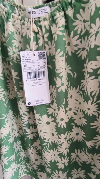 Mango Top Verde Estampado fresquito Talla XL