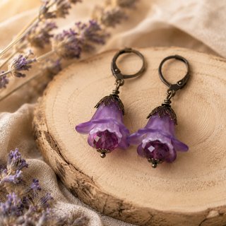 Pendientes flor campanilla lila Swarovski