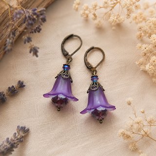 Pendientes flor campanilla lila Swarovski