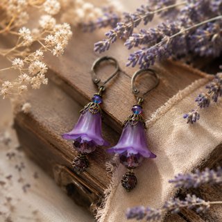 Pendientes flor campanilla lila Swarovski