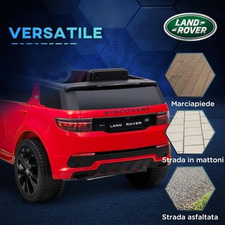 Coche Eléctrico para Niños de 3-6 Años 12V Licencia Land Rover Discovery, 3-5Km/H Coche Eléctrico para Niños Con 2 Motores, Control Remoto, Cinturón, Música, Claxon y Faros, Rojo