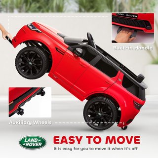 Coche Eléctrico para Niños de 3-6 Años 12V Licencia Land Rover Discovery, 3-5Km/H Coche Eléctrico para Niños Con 2 Motores, Control Remoto, Cinturón, Música, Claxon y Faros, Rojo