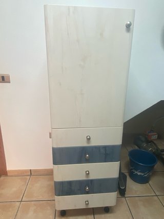 Mueble Almacenaje Blanco y Azul