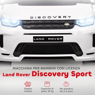 Coche Eléctrico para Niños 3-6 Años 12V Licencia Land Rover Discovery, 3-5Km/H Coche Eléctrico para Niños Con 2 Motores, Control Remoto, Cinturón, Música, Claxon y Faros, Blanco