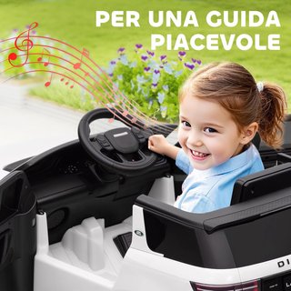 Coche Eléctrico para Niños 3-6 Años 12V Licencia Land Rover Discovery, 3-5Km/H Coche Eléctrico para Niños Con 2 Motores, Control Remoto, Cinturón, Música, Claxon y Faros, Blanco