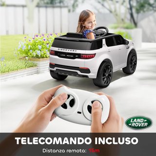 Coche Eléctrico para Niños 3-6 Años 12V Licencia Land Rover Discovery, 3-5Km/H Coche Eléctrico para Niños Con 2 Motores, Control Remoto, Cinturón, Música, Claxon y Faros, Blanco