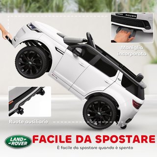 Coche Eléctrico para Niños 3-6 Años 12V Licencia Land Rover Discovery, 3-5Km/H Coche Eléctrico para Niños Con 2 Motores, Control Remoto, Cinturón, Música, Claxon y Faros, Blanco