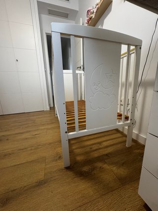 Cuna blanca y Colchón DORMIDEO