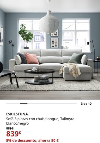 Sofá Ikea Eskilstuna 3 plazas Chaiselongue