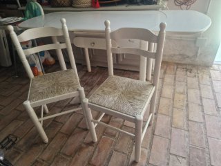 Mesa extensible cocina + 2 sillas