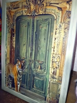 Cuadros Guepardo y Tigre Puerta Vintage