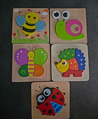 Pack 5 Puzzles Infantiles Animales Madera
