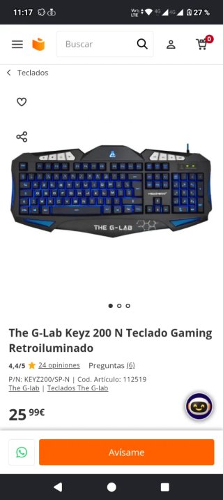 Teclado THE G-LAB keyz 200 con su caja original