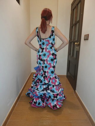 Vestido Flamenca Multicolor Volantes