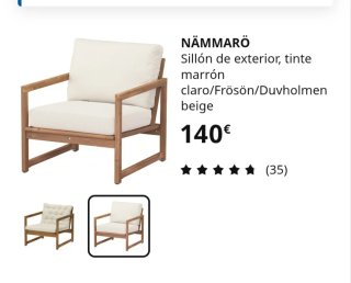 Sillón Ikea Nammaro Madera y Tela Beige