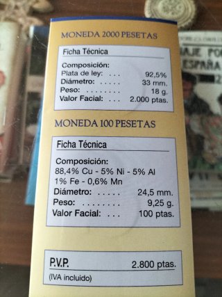 Cartera FMNT 2001: 2000 pesetas + 100 pts. Plata