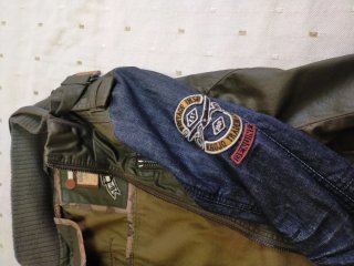 Chaqueta tejana verde y azul