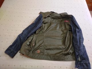 Chaqueta tejana verde y azul