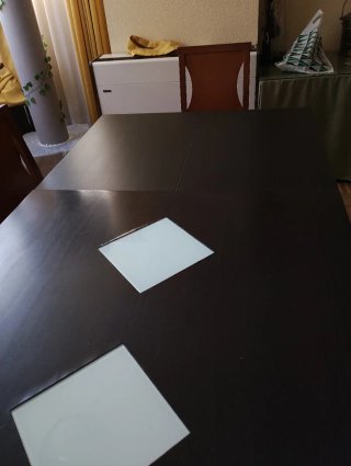 Mesa de comedor madera maciza caoba con sillas
