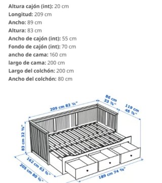 Cama nido blanca 80x200 con cajones