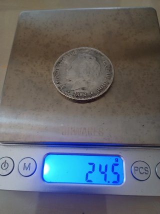 5 Pesetas Alfonso XIII 1892