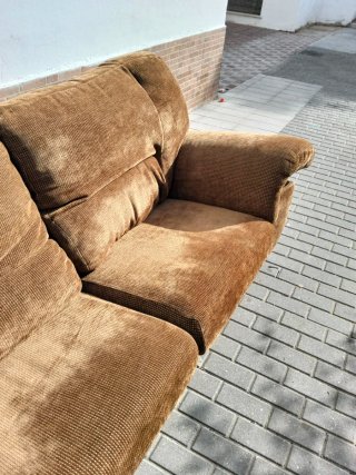 Sofá de 3 plazas marrón tela