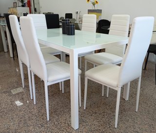 Mesa Comedor DT-20 + 6 Sillas, Blancas. ¡REBAJADA!