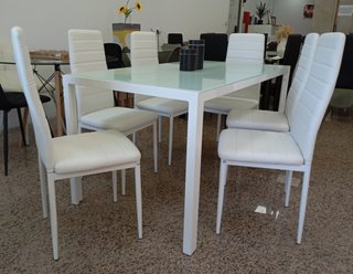 Mesa Comedor DT-20 + 6 Sillas, Blancas. ¡REBAJADA!
