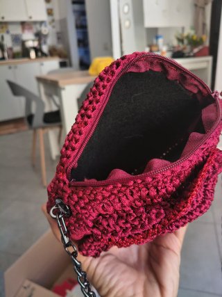 Borsa uncinetto rosa e rossa