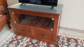 Mueble auxiliar mesa televisión madera y cristal