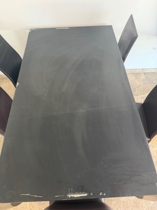 Mesa comedor cristal negro y metal