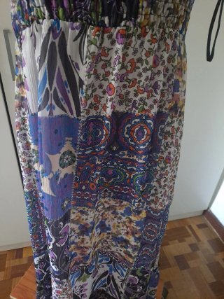 Vestido largo boho estampado azul y morado