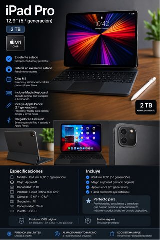 iPad Pro 12.9 2TB M1 + Magic Keyboard + Apple pen
