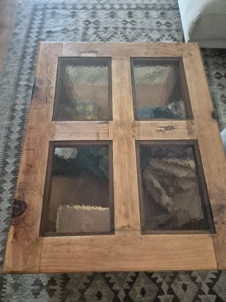 Mesa de centro rústica madera y cristal