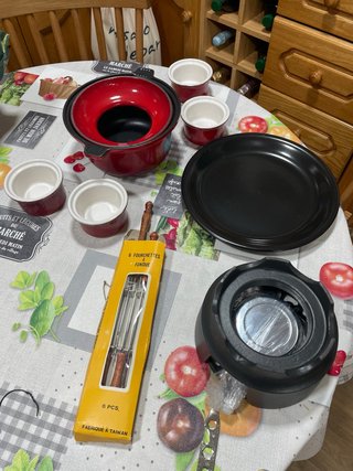 Set Fondue Carne Negro/Rojo