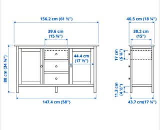 Aparador IKEA HEMNES Blanco/Marrón Claro