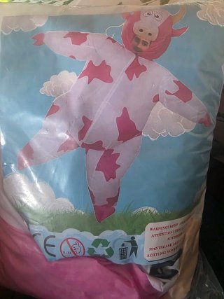 Disfraz inflable de vaca rosa ,