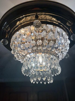 Lámpara de techo cristal lágrimas dorada