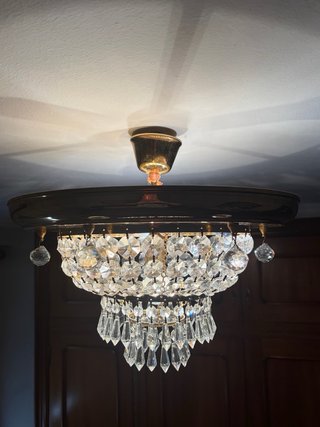 Lámpara de techo cristal lágrimas dorada