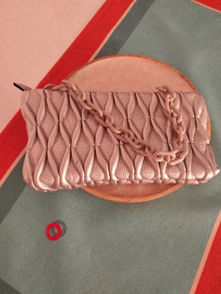 Bolso Clutch Plateado Cadena Bandolera Hombro