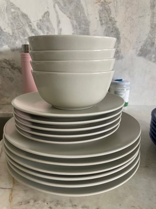 Vajilla Ikea Gris Porcelana