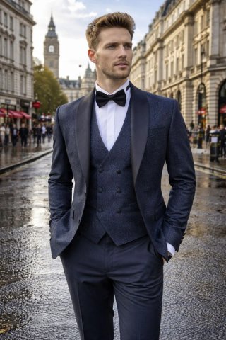 Traje moderno verde y negro