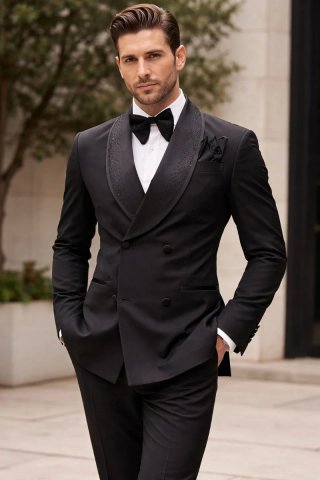 Traje moderno verde y negro