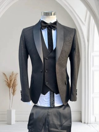 Traje moderno verde y negro