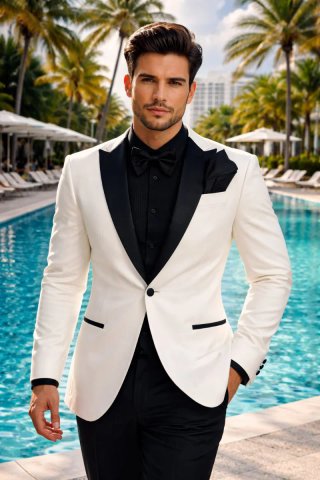 Traje moderno verde y negro