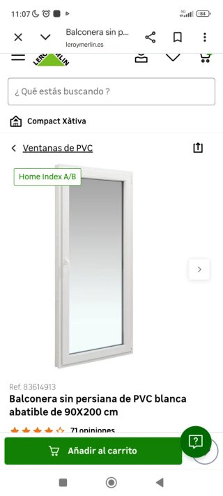 Puerta PVC cristal abatible 90x200