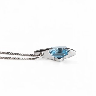 Cadena Veneciana Oro Blanco 18k + Colgante Azul