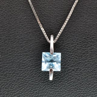 Cadena Veneciana Oro Blanco 18k + Colgante Azul